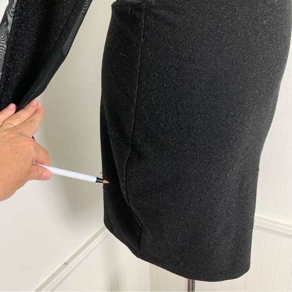 Express Shimmer Cut Out Bodycon Mesh Low Back Dress - Picture 9 of 17